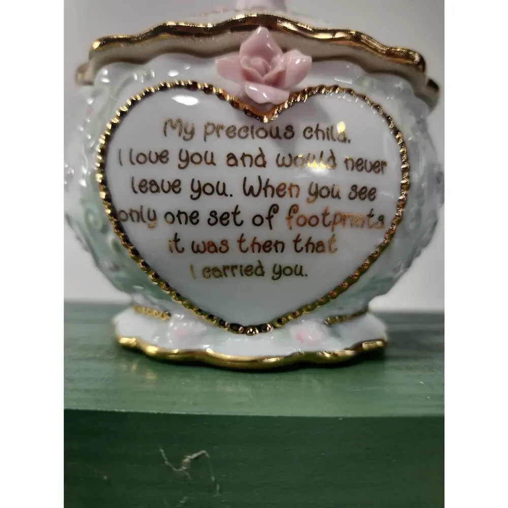 Ardleigh Elliott Footprints Precious Blessings Porcelain Music Box Enesco 2001 W